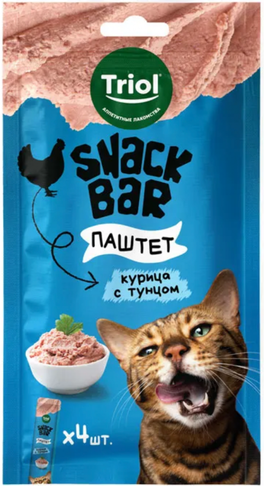 Лакомство для кошек &quot;Паштет из курицы с тунцом&quot;, 40г, серия SNACK BAR, Triol