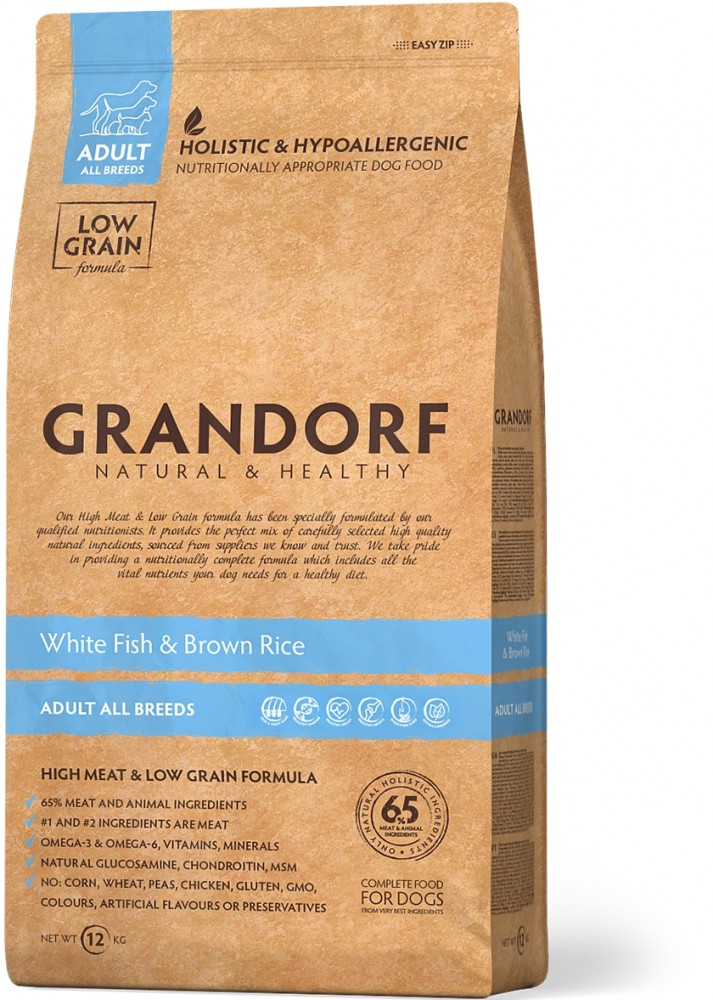 Сухой корм Grandorf White Fish MED&amp;MAXI белая рыба с рисом для собак всех пород