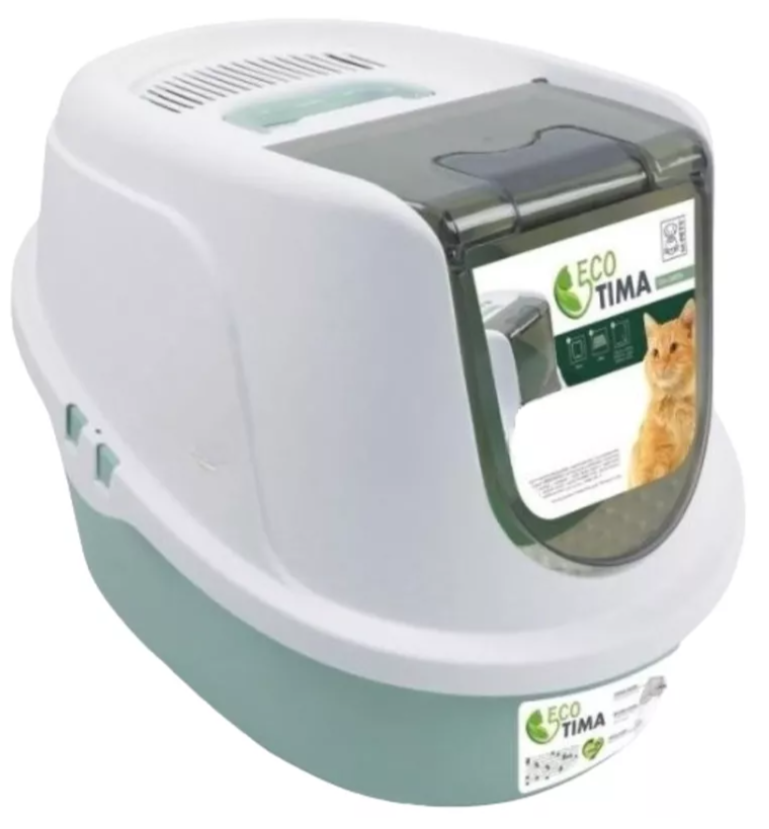 M-PETS Туалет-бокс ЭКO TIMA для кошек, цвет морская волна, размер M, 52.3x39.7x38 см