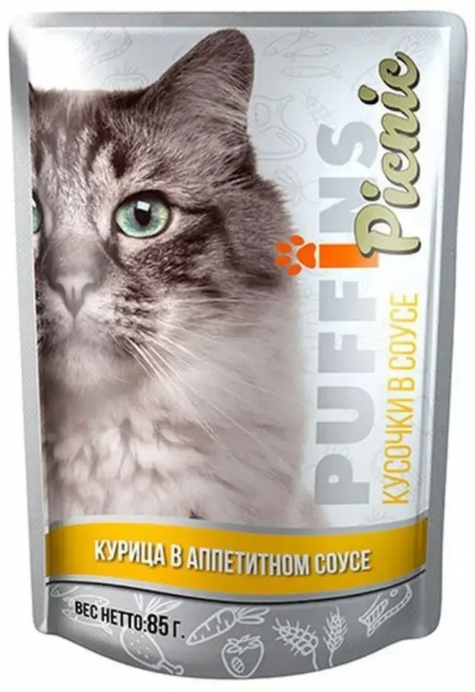 Консервы Пуффинс Пикник Курица: СОУС пауч для кошек 85 г