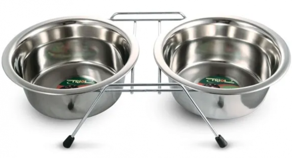 Triol миска металлическая на подставке, 2х200 мл