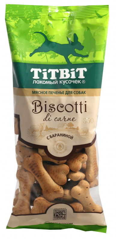 Лакомство TiTBiT Бискотти печенье для собак, с бараниной, 350 г