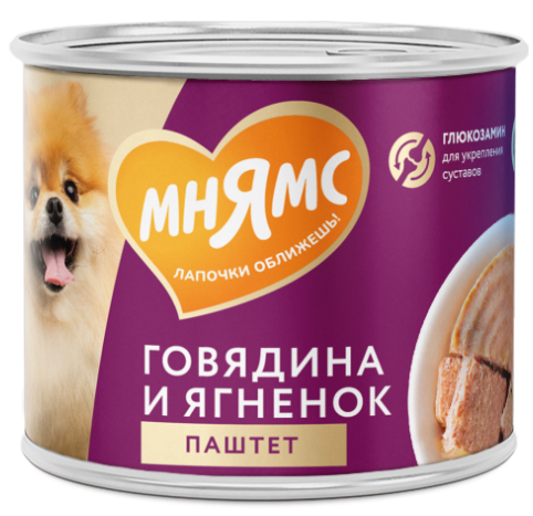 Влажный корм Мнямс Паштет из говядины и ягненка для собак всех пород &laquo;ЗДОРОВЫЕ СУСТАВЫ&raquo; 200 г