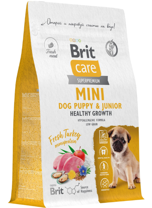 Корм BRIT CARE Mini Puppy&Junior с индейкой для ЩЕНКОВ малых пород