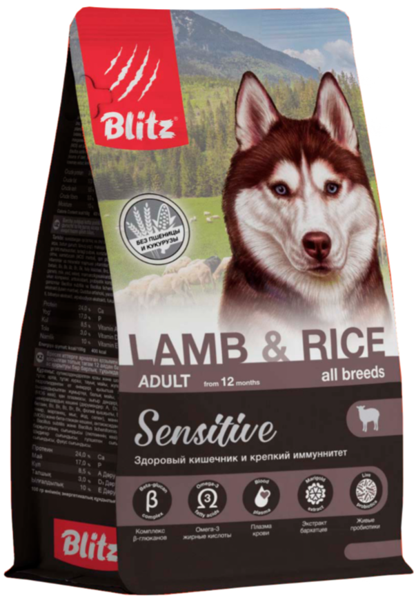 БЛИТЦ корм д/собак Ягненок/рис ADULT LAMB&amp;RICE