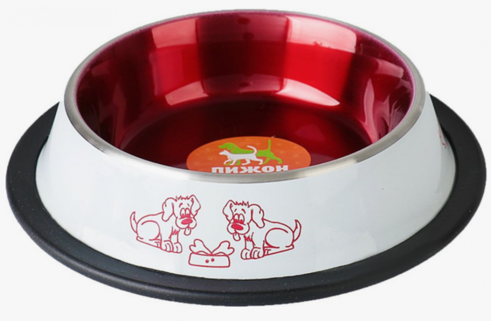 Миска с нескользящим основанием декоративная цветная, 230 мл, бело-красная