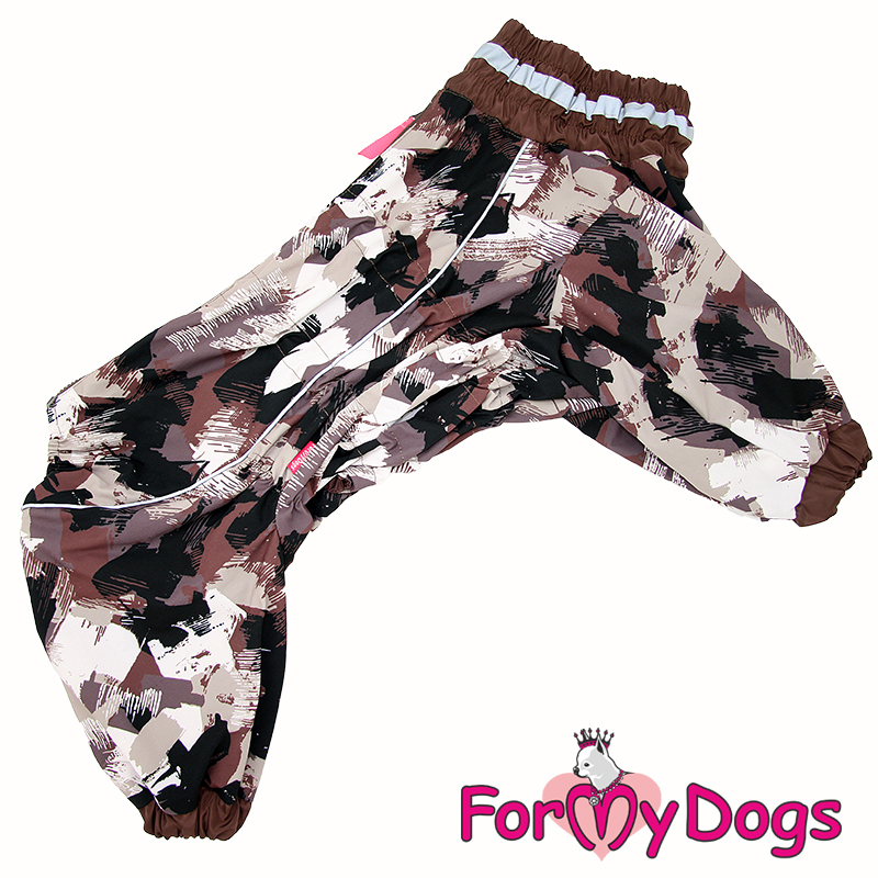 ForMyDogs Комбинезон ДОЖДЕВИК для собак Коричневый камуфляж для мальчиков С3 65*85 см