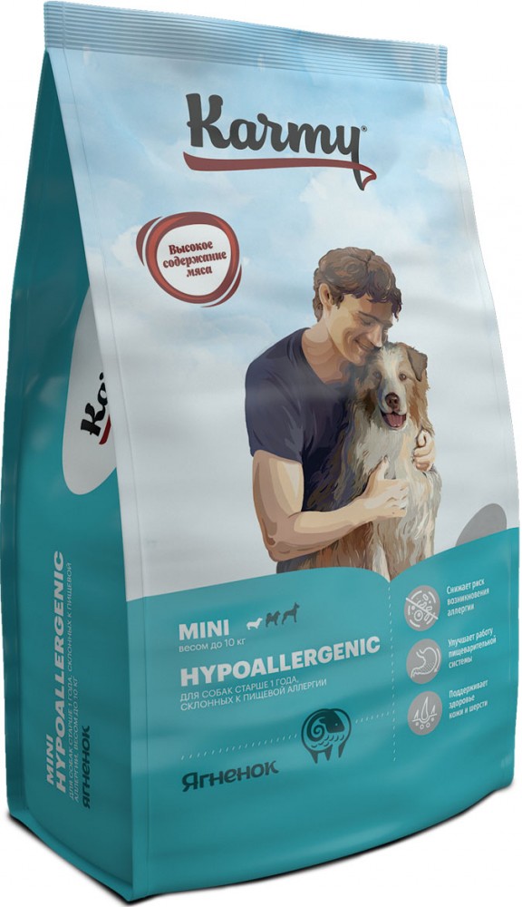 Корм Karmy HYPOALLERGENIC MINI для собак мелких пород, склонных к пищевой аллергии - ягненок