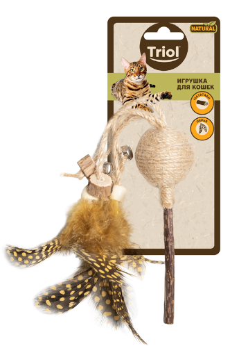 Игрушка для кошек из мататаби &quot;Леденец на палочке&quot;, d40/270мм, серия NATURAL, Triol