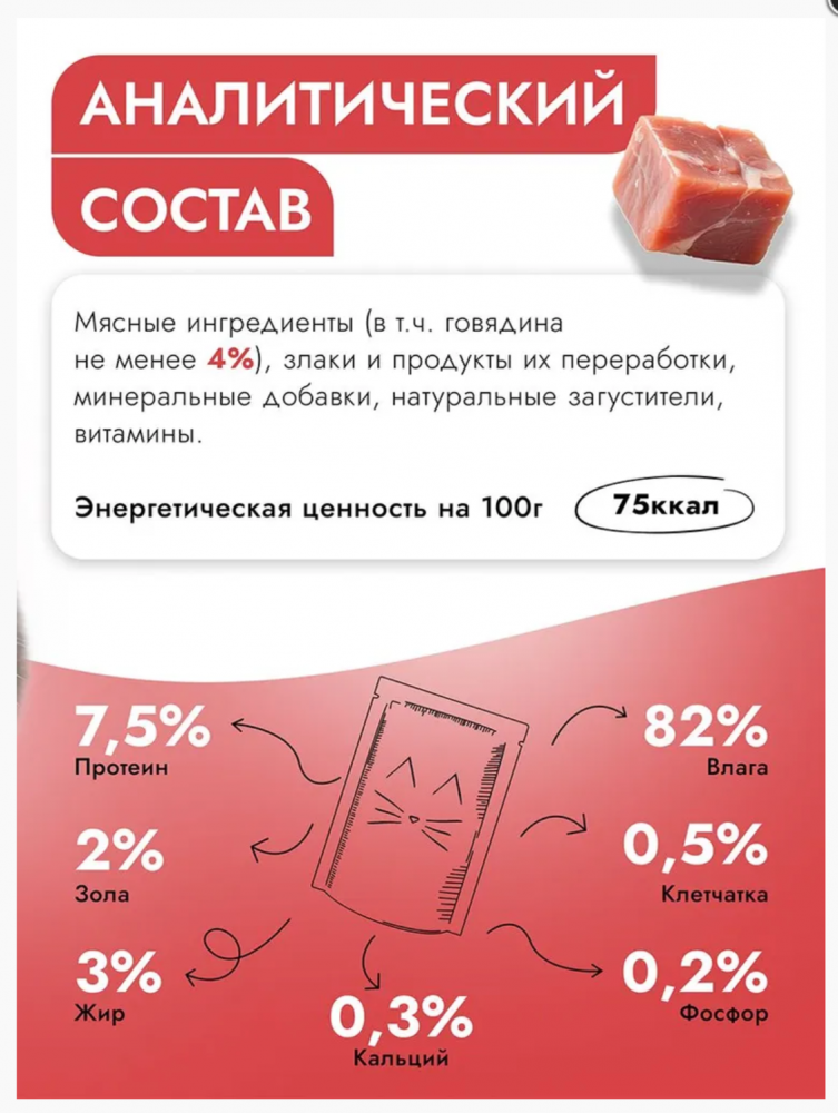 Консервы Best Dinner Базис Cat Говядина для кошек: СОУС 75 г