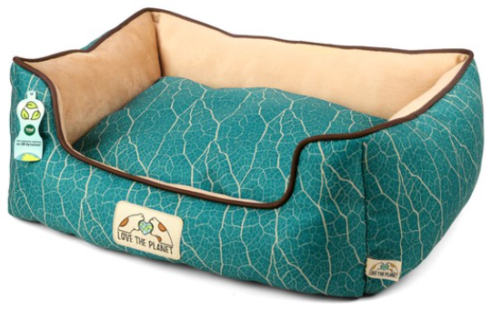 Лежанка прямоугольная "Клён" S, изумрудно-песочная, 460*360*180мм, серия LOVE THE PLANET