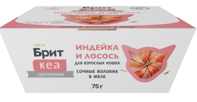БРИТ КЕА, Ламистер для взрослых кошек, Индейка и Лосось: ЖЕЛЕ 75 г
